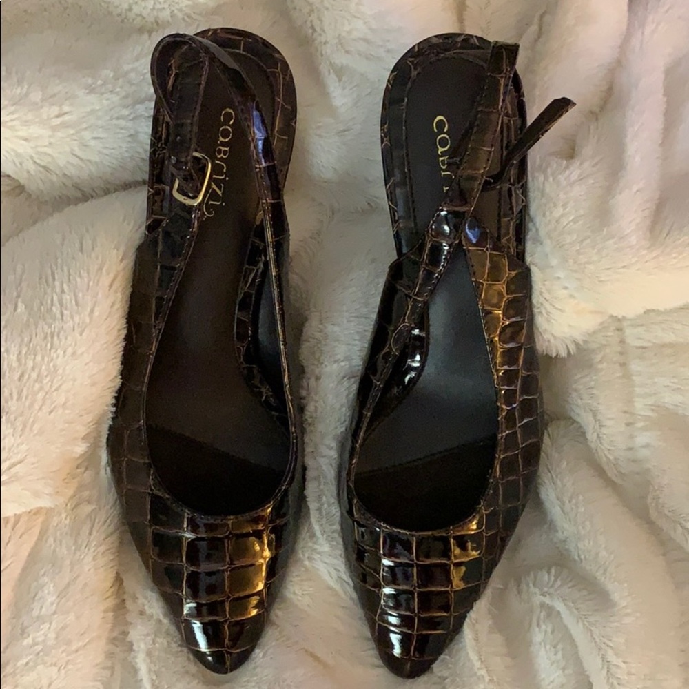CO. Brizi Faux Brown Croc Heels. Size: 9M